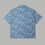 Louis Vuitton checkered mosaic denim short-sleeved shirt 25327