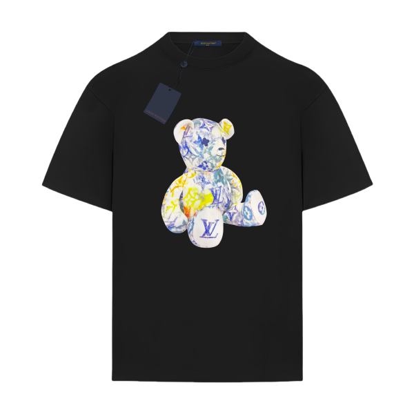 Louis Vuitton classic pattern bear print short-sleeved T-shirt Black 25424