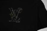 Louis Vuitton hand-painted line painting logo short-sleeved T-shirt Black 25424