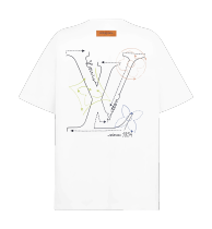 Louis Vuitton hand-painted line painting logo short-sleeved T-shirt White 25424