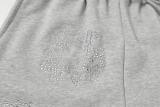 Denim Tears Crystal patch cotton logo design shorts Grey 25509