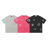 Denim Tears Crystal patch cotton logo design short sleeve T-shirt Black 25509