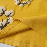 Denim Tears Classic Kapok logo short-sleeved T-shirt Yellow 25509