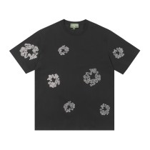 Denim Tears Crystal patch cotton logo design short sleeve T-shirt Black 25509