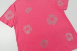 Denim Tears Crystal patch cotton logo design short sleeve T-shirt rose red 25509