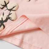 Denim Tears Classic Kapok logo short-sleeved T-shirt pink 25509