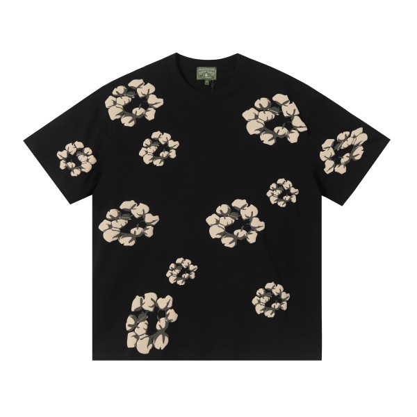 Denim Tears Classic Kapok logo short-sleeved T-shirt Black 25509