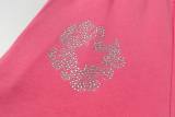 Denim Tears Crystal patch cotton logo design shorts Rose Red 25509
