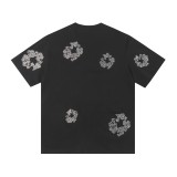 Denim Tears Crystal patch cotton logo design short sleeve T-shirt Black 25509
