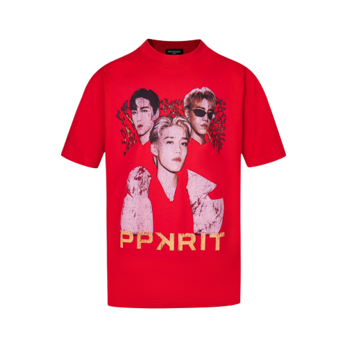 Balenciaga PPKRIT portrait design short-sleeved T-shirt Red 25509