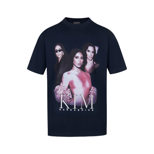 Balenciaga KIM portrait design short-sleeved T-shirt Black 25509