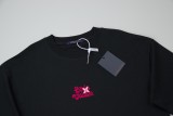 Louis Vuitton Embroidered floral and lettering logo short-sleeved T-shirt Black 25529