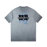 alexanderwang 25SS Denim patch letter hot diamond short-sleeved T-shirt Grey 25529