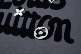 Louis Vuitton Embroidered floral and lettering logo short-sleeved T-shirt Gery 25529