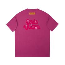 Louis Vuitton Embroidered floral and lettering logo short-sleeved T-shirt Red 25529