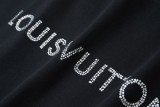 Louis Vuitton Letter patch diamond logo short sleeve T-shirt Black 25529