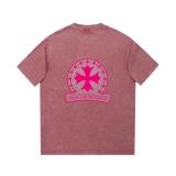 Chrome Hearts Diamond Sanskrit letter logo short-sleeved T-shirt Burgundy 25529