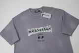 Balenciaga Graffiti flocked letter print short-sleeved T-shirt Gery 25529