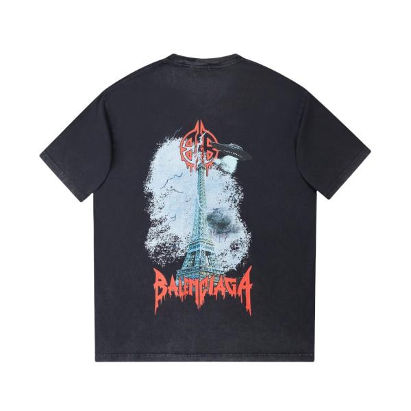 Balenciaga Eiffel Tower print short-sleeved T-shirt Black 25529