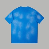 Balenciaga Graffiti flocked letter print short-sleeved T-shirt Blue 25529