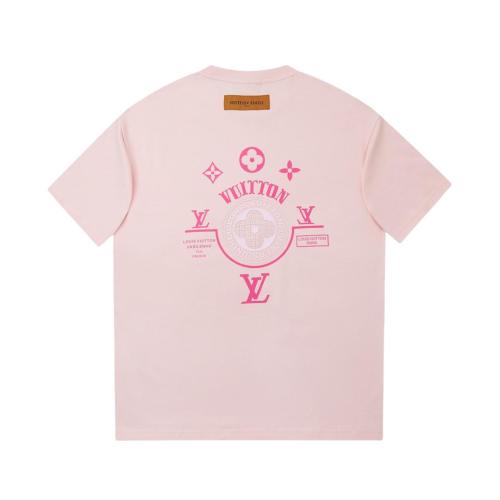 Louis Vuitton Silicone hot stamping design letter logo short sleeve T-shirt Pink 25529
