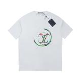 Louis Vuitton Grid globe logo short sleeve T-shirt White 25529
