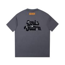 Louis Vuitton Embroidered floral and lettering logo short-sleeved T-shirt Gery 25529