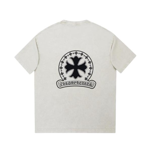 Chrome Hearts Diamond Sanskrit letter logo short-sleeved T-shirt White 25529