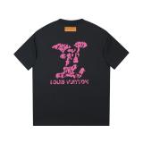 Louis Vuitton Suede diamond logo short sleeve T-shirt Black 25529