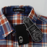 Chrome Hearts new striped plaid stitching silver button cardigan shirt 250724