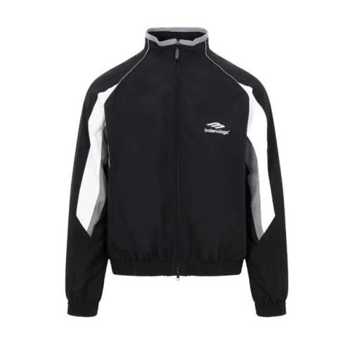 Balenciaga 23FW catwalk 3B black and gray splicing sports suit/ Top jacket