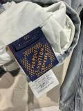 LOUIS VUITTON SS25 embossed single-breasted long-sleeved jacket Unisex Blue 250804