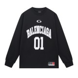 Balenciaga SS25 latest basketball jersey embroidery print long-sleeved T-shirt Black 250804