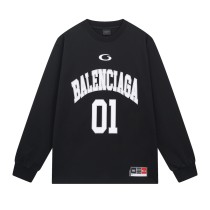 Balenciaga SS25 latest basketball jersey embroidery print long-sleeved T-shirt Black 250804