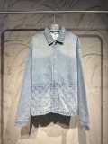 LOUIS VUITTON SS25 embossed single-breasted long-sleeved jacket Unisex Blue 250804