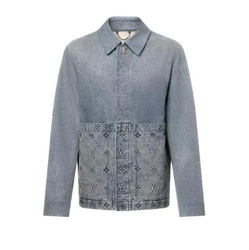 LOUIS VUITTON SS25 embossed single-breasted long-sleeved jacket Unisex Blue 250804