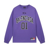 Balenciaga SS25 latest basketball jersey embroidery print long-sleeved T-shirt Purple 250804