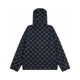 GUCCI New Classic GG Jacquard Full Print Reversible Zipper Hooded Jacket 250812