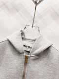 MIU MIU 2025 New Patch Embroidered Letter Spacewear Couple Hooded Zipper Jacket 250812