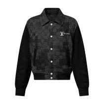 Louis Vuitton 25SS Pearl Damier Mixed Leather Cinched-Waist Baseball Jacket 250820