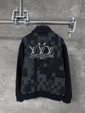 Louis Vuitton 25SS Pearl Damier Mixed Leather Cinched-Waist Baseball Jacket 250820