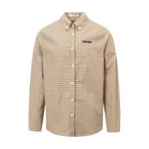 Miu Miu Fine Checkered Embroidered Long-Sleeved Shirt 250827