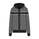 Dior 25FW Vintage Monogram Double-Faced Knit Hooded Zippered Jacket 250827