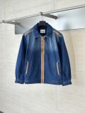 Miu Miu 24SS Washed Denim and Leather Zip Jacket 250903