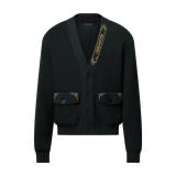 Louis Vuitton Gold Thread Embroidered Knit Cardigan Sweater 250909
