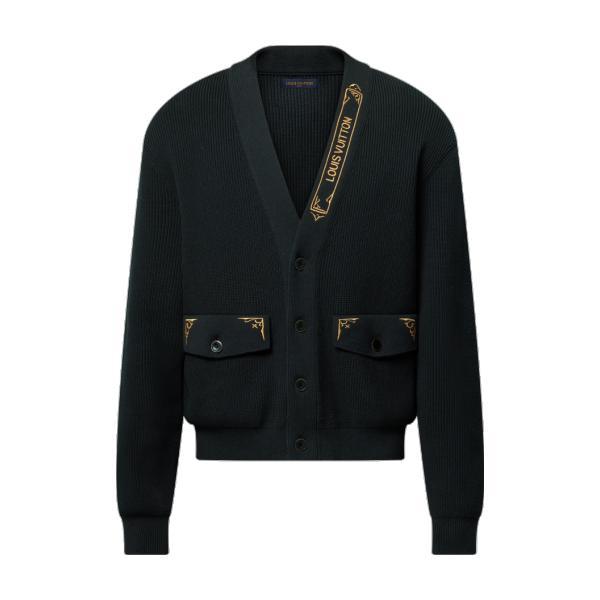 Louis Vuitton Gold Thread Embroidered Knit Cardigan Sweater 250909
