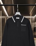 Hermes Color-Block Pocket Long-Sleeve Knit Polo Shirt 2509023