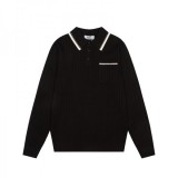 Hermes Color-Block Pocket Long-Sleeve Knit Polo Shirt 2509023