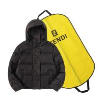 Fendi All-Over Tonal FF Jacquard Hooded Down Jacket with Logo Tape 2509023