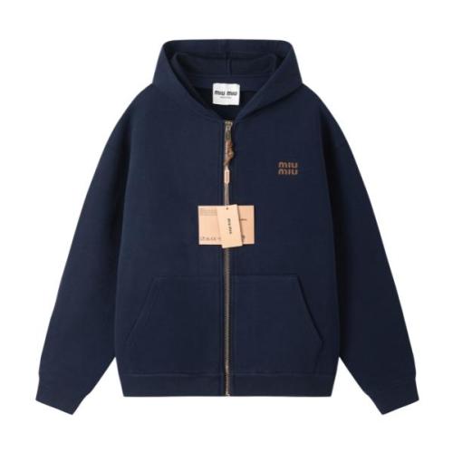 Miu Miu 24FW Small Embroidered Logo Air Cotton Zip Jacket 251015